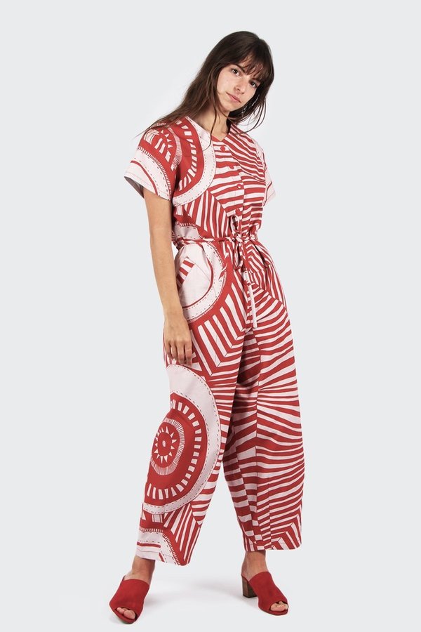 red pink jumpsuit