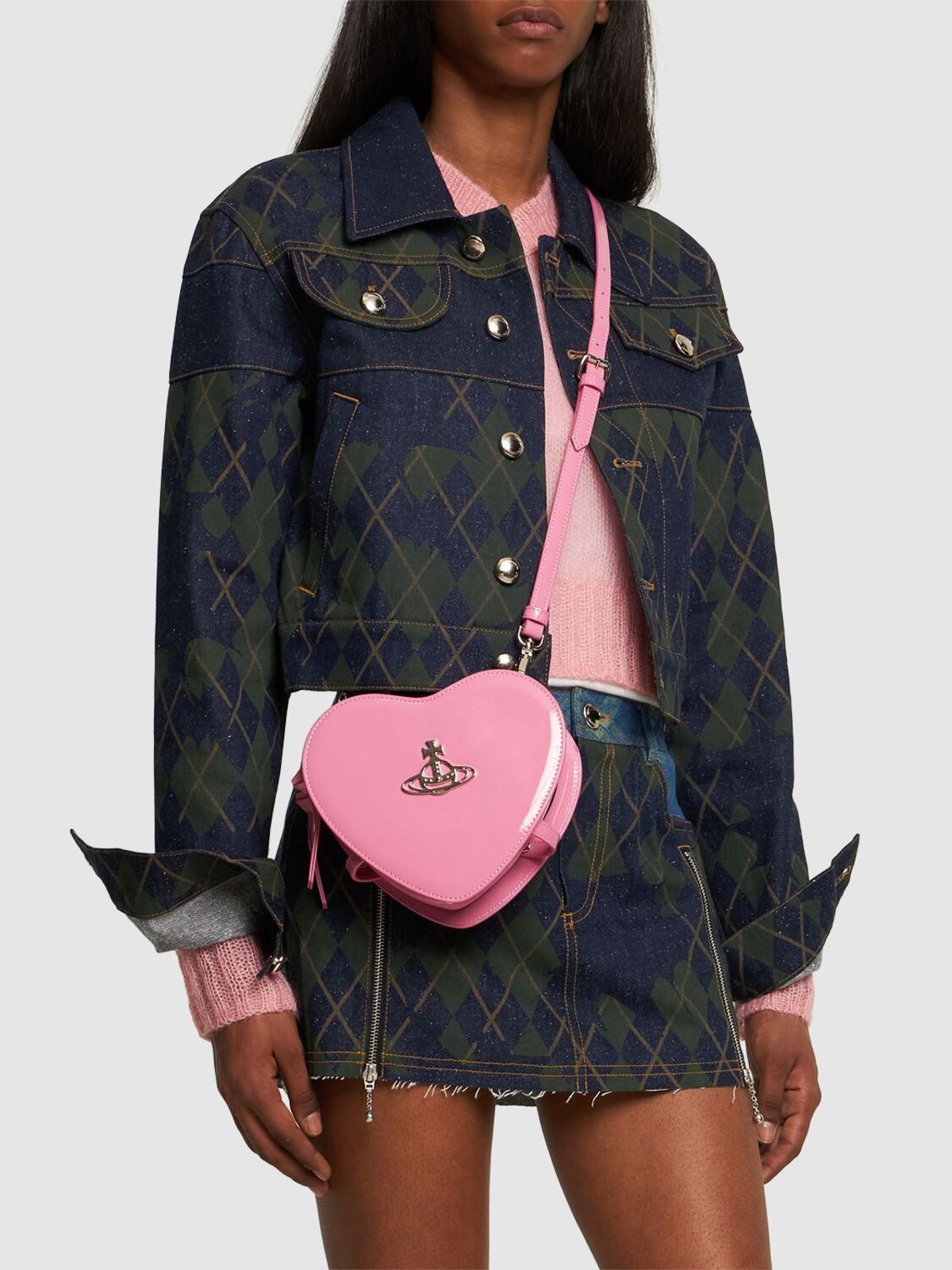 Vivienne Westwood Louise Heart Leather Crossbody Bag - Pink