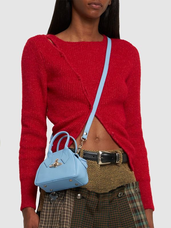 Vivienne Westwood Mini Yasmine Leather Top Handle Bag - Light Blue