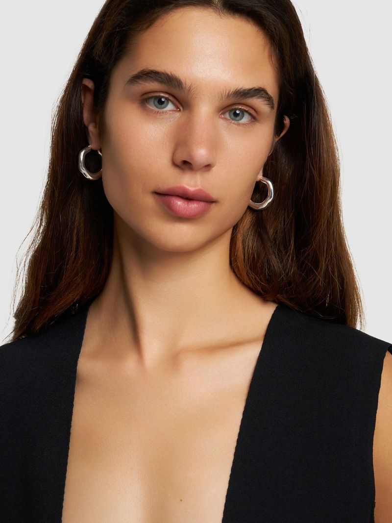 Jil Sander New Lightness 1 Hoop Earrings - Silver | Garmentory