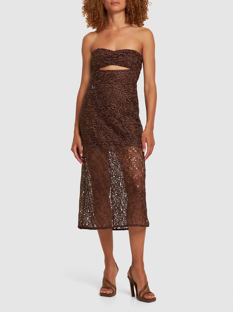 Zola Strapless Lace Midi Dress | Garmentory