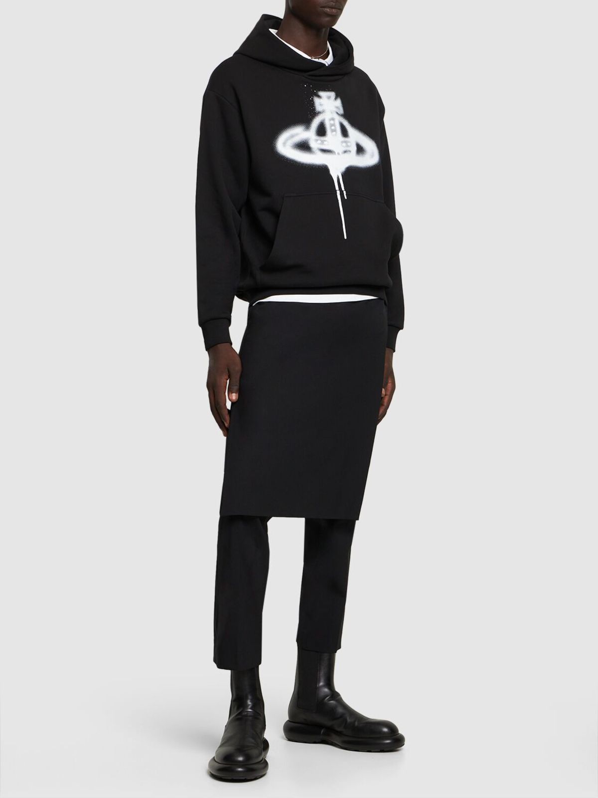 Vivienne Westwood Spray Logo Printed Cotton Hoodie - Black Vivienne Westwood Spray Logo Printed Cotton Hoodie - Black