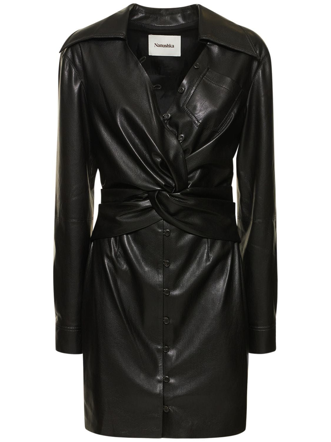 nanushka faux leather dress Nanushka faux-leather Mini Dress | Black
