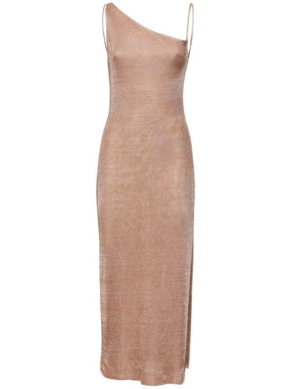 slim fit dress slacks Gold Metallic Foil Pattern One Shoulder Mini Dress main image 1