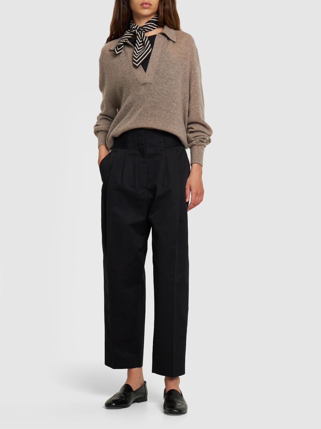 【送料&関税込】TotAme Double-pleat Straight Trousers Double-pleated-Cotton-Straight