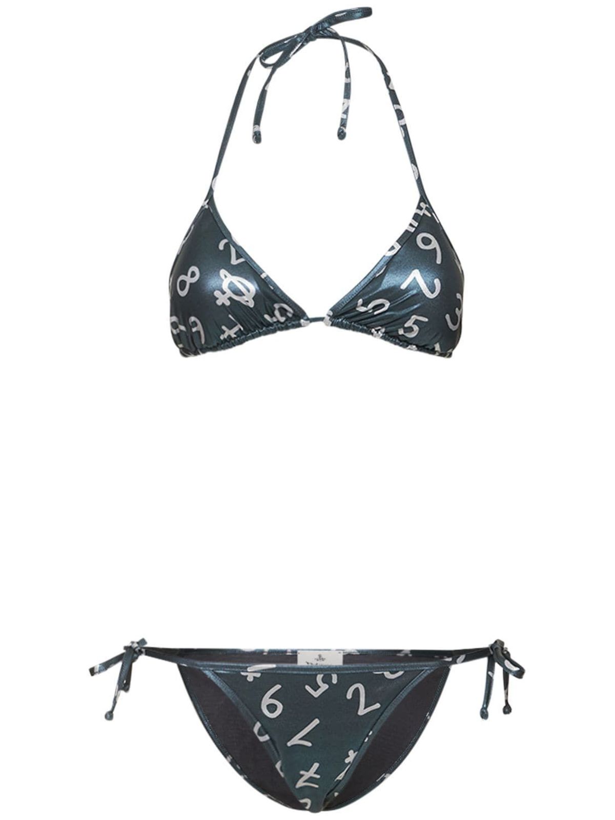 Vivienne Westwood Number Iridescent Print Triangle Bikini - Black