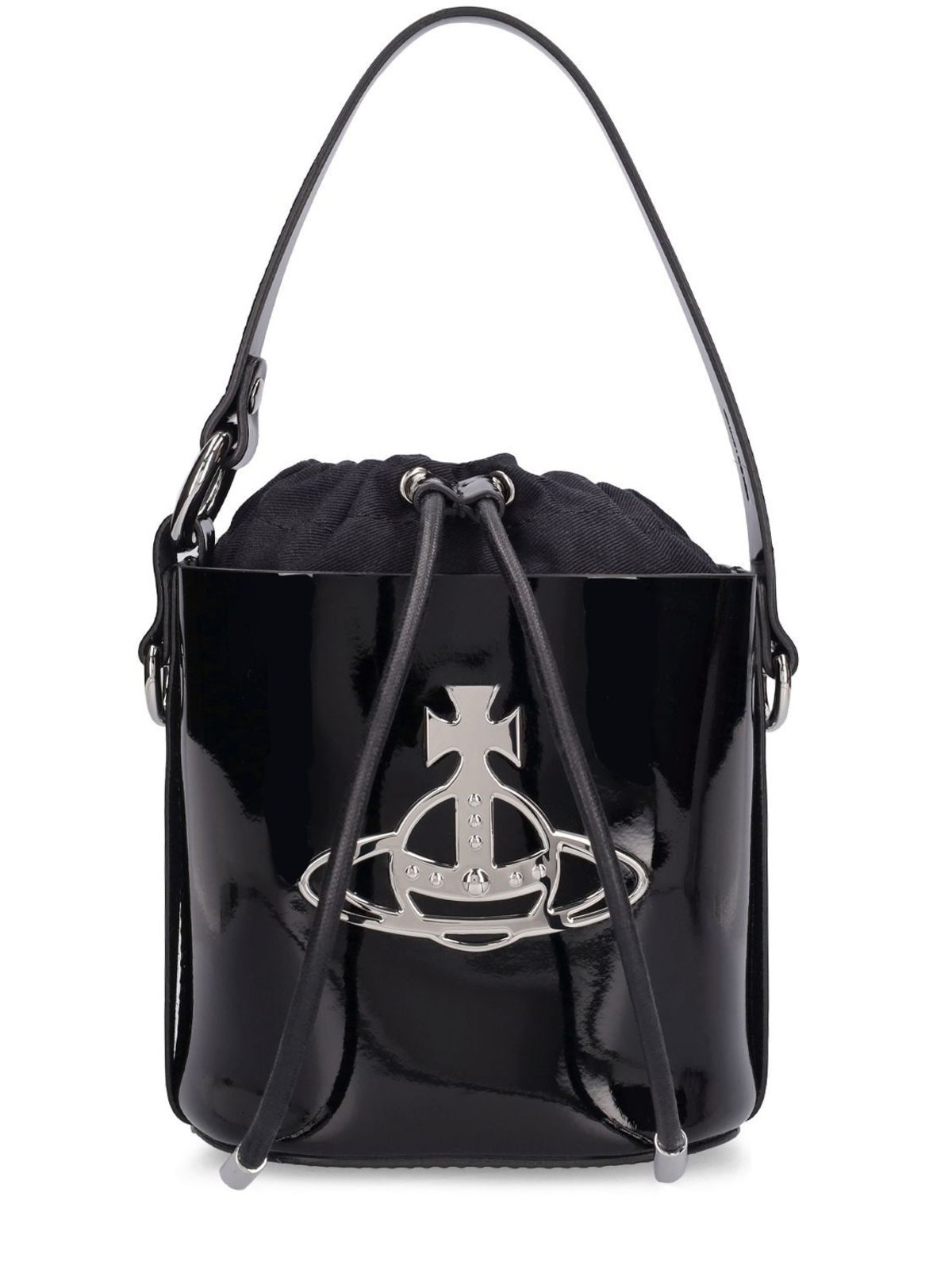 Vivienne Westwood Small Daisy Patent Leather Bucket Bag - Black