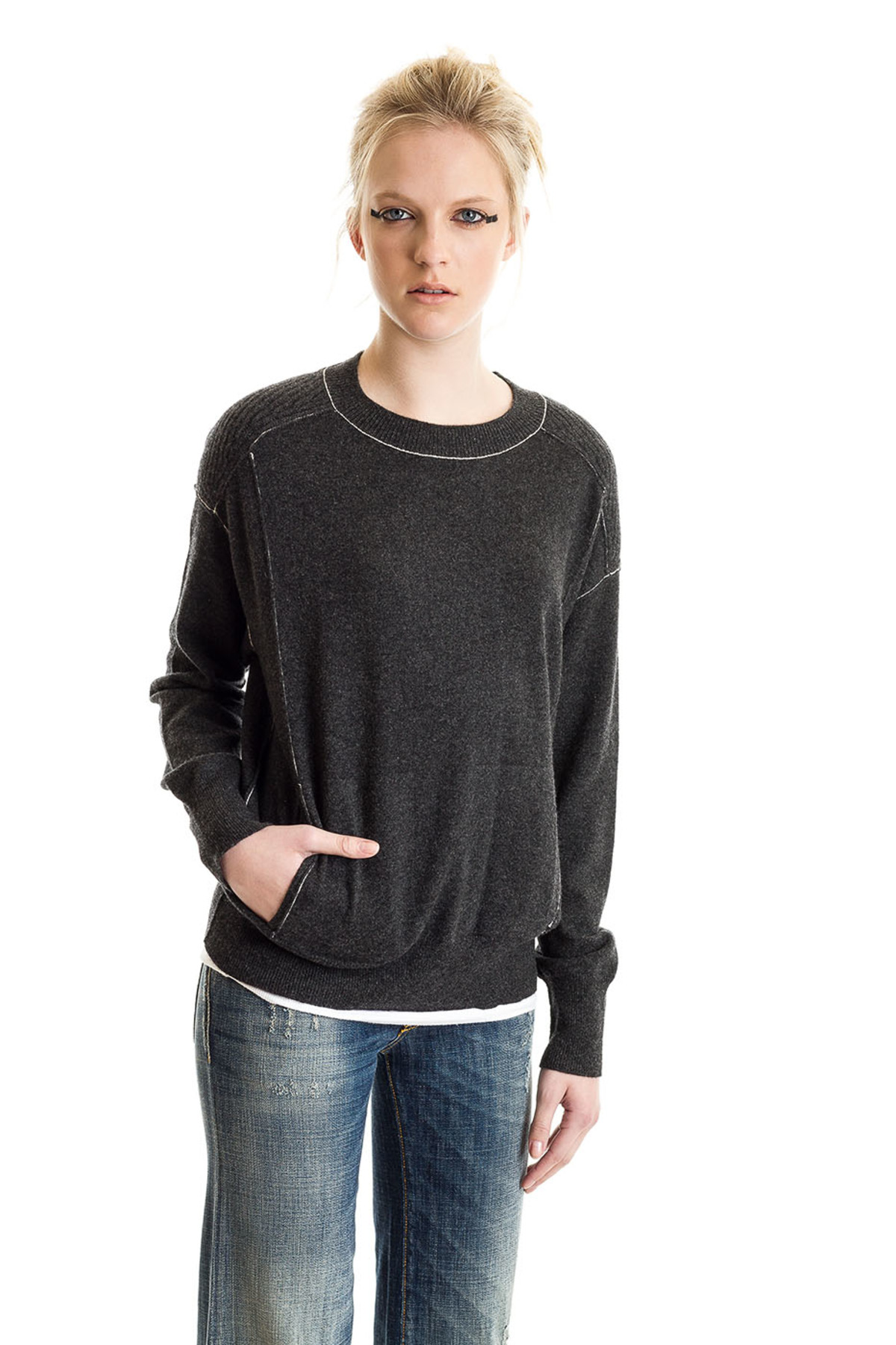 Paychi Guh Cashmere Boyfriend Pullover - Charcoal - Image 1 of 4