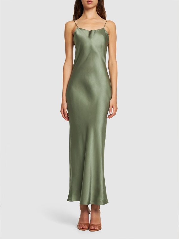chloe green silk dress Strapless Open Back Emerald Green Lace Long Prom Dresses, Emerald Gree –  Shiny Party