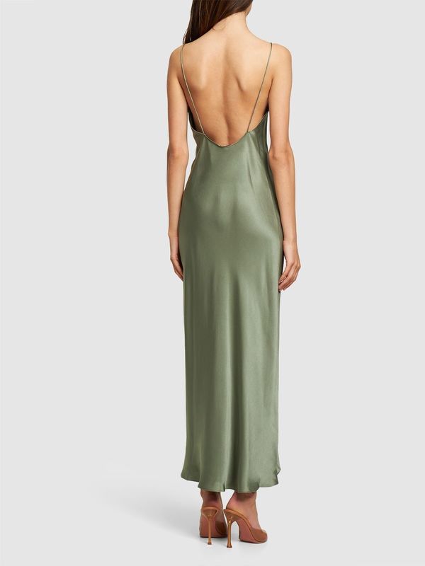 slim fit dress slacks Hunter Green Satin Bridesmaid Dress A-Line Maxi Off-the-Shoulder
