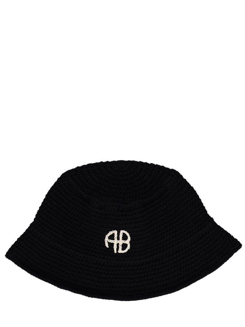 Anine Bing Black Crochet Bucket Hat Interconnected - Black Crochet Bucket Hat – Santa Isla main image 4
