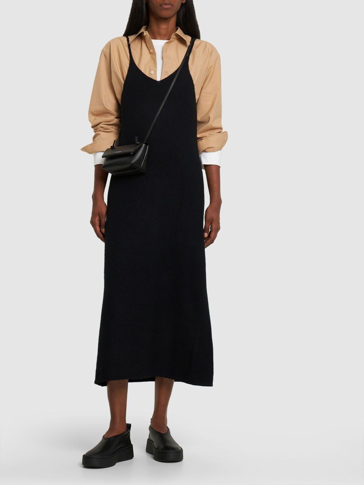 AURALEE｜KNITWEAR (BRUSHED RASCHEL MOLE KNIT DRESS BLACK Namu Shop - Auralee Brushed Raschel Mole Knit One Piece - Black