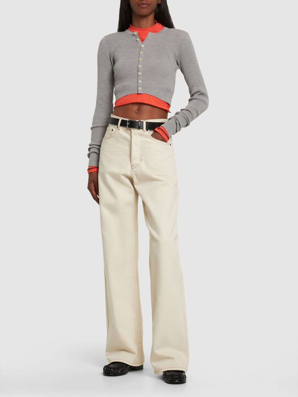 Super Fine Wool Rib Knit Short Cardigan | Garmentory