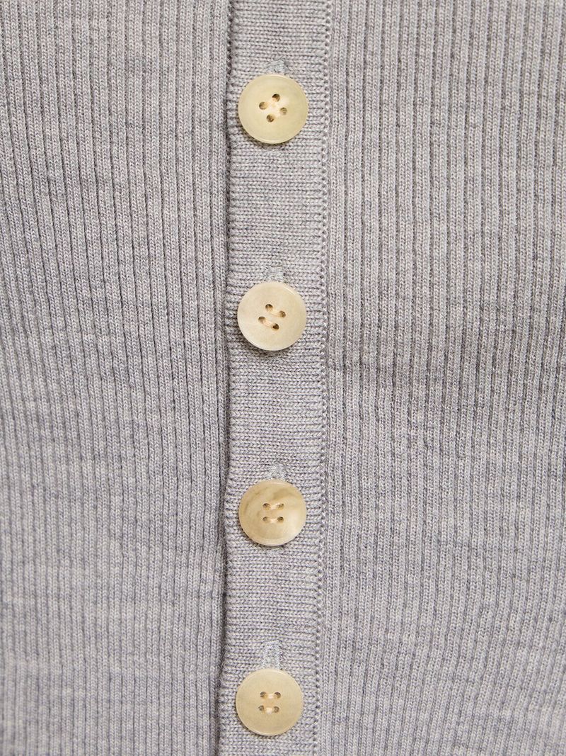 Super Fine Wool Rib Knit Short Cardigan | Garmentory