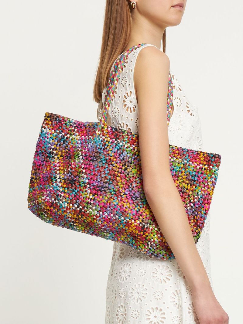 Multi Octo Weave Leather Tote Bag | Garmentory