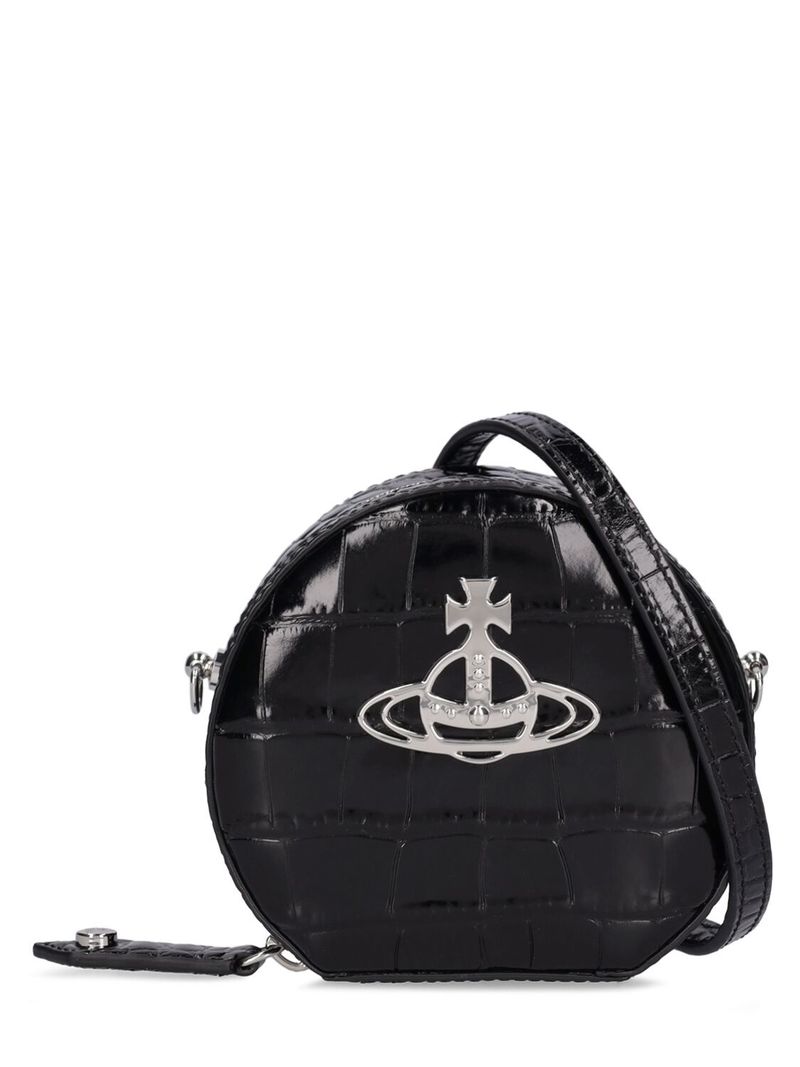 Vivienne Westwood Mini Round Croc Embossed Crossbody Bag