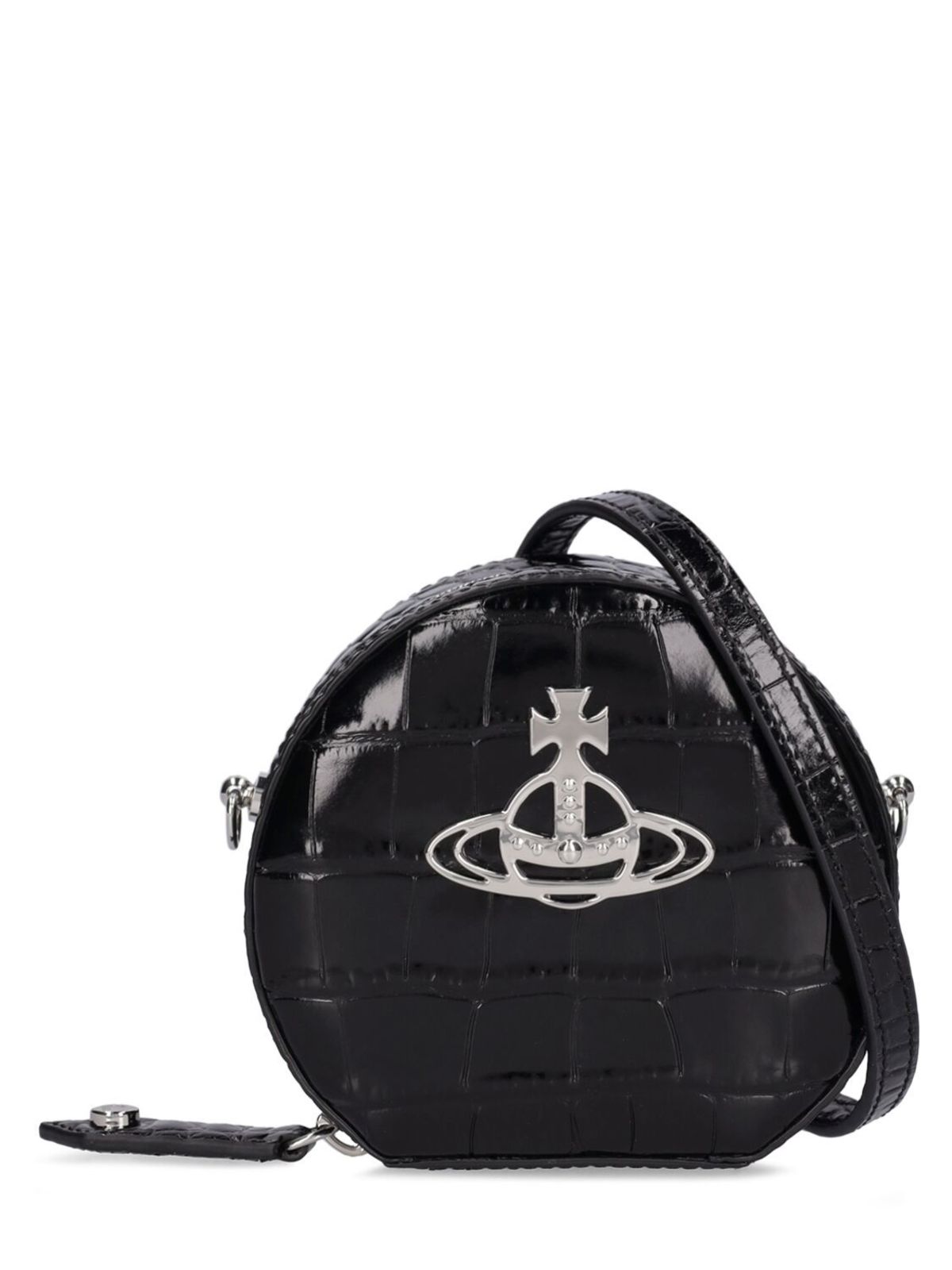 Vivienne Westwood Black and White Croc-Embossed Backpack Vivienne Westwood Crocodile embossed shoulder bag | The  main image 2