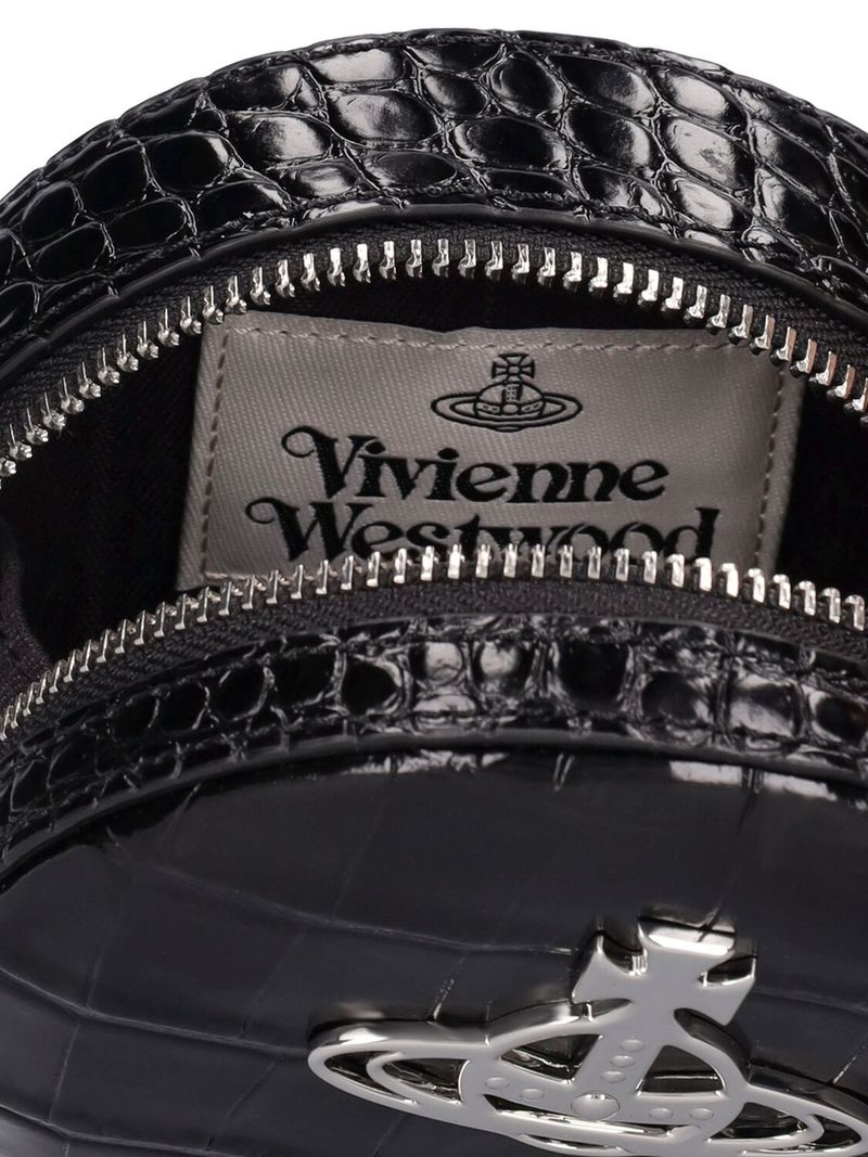 Vivienne Westwood Mini Round Croc Embossed Crossbody Bag