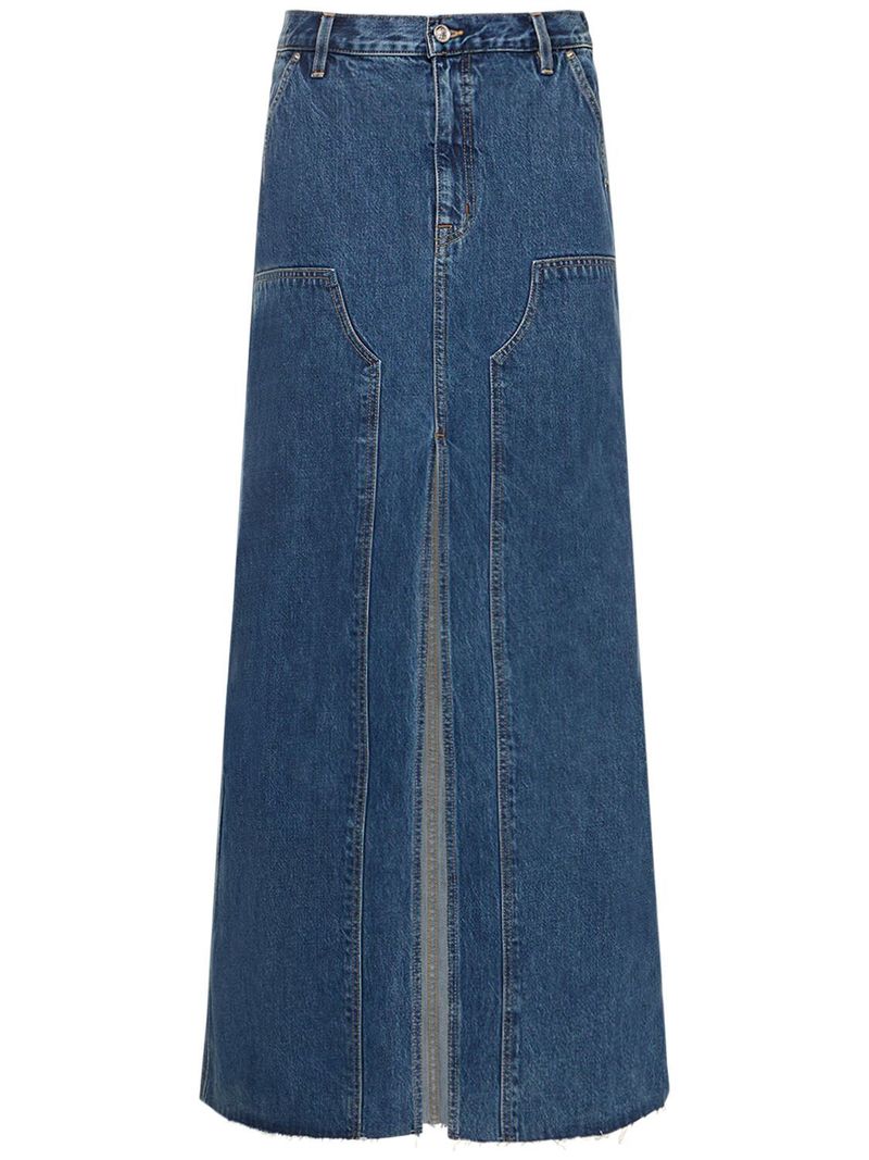 スカート BLUE DENIM COTTON SKIRT Liz Claiborne Jean Skirt Womens 4P Blue Maxi Lizwear Modest