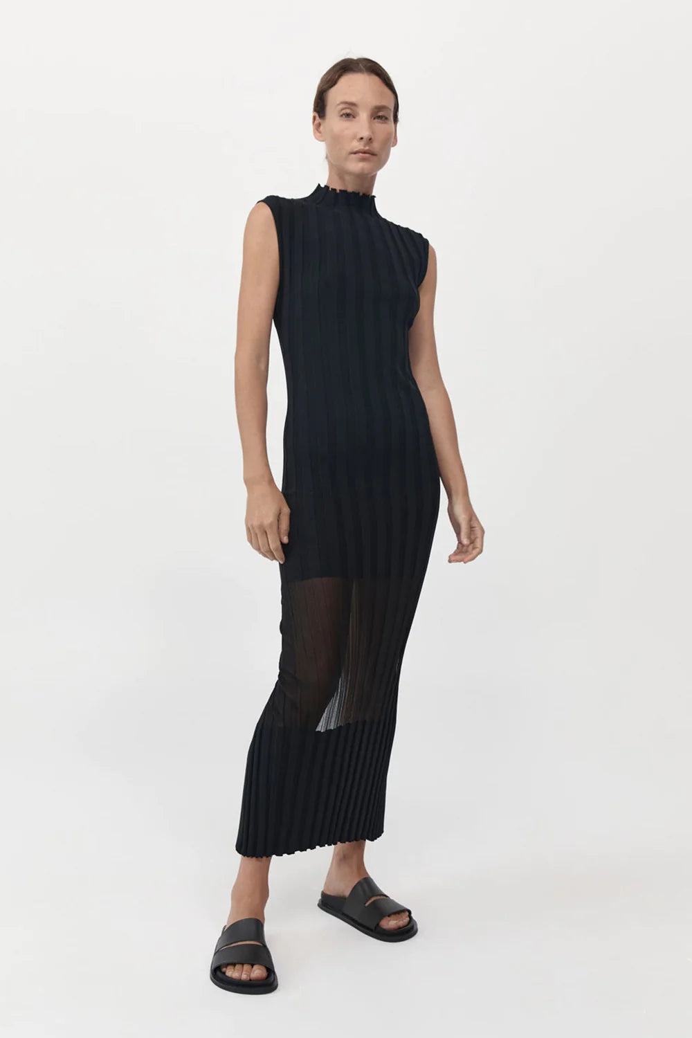 st agni ribbed knit and poplin maxi dress St. Agni | Knit Bodice Asymm Dress main image 0