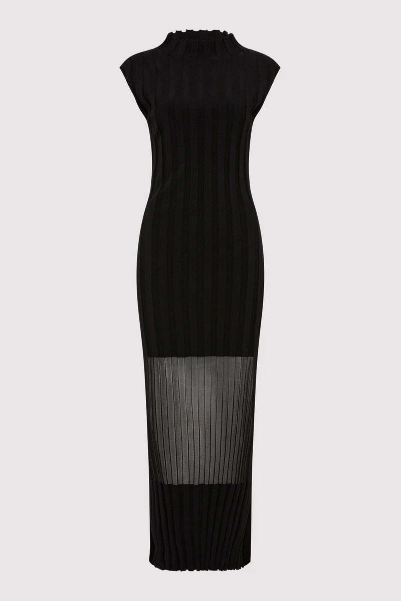 St. Agni Fine Pleat Knit Dress - Black | Garmentory