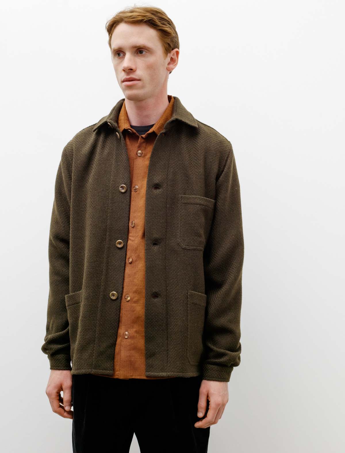 Frank Leder Three Pocket Shirt Jacket - Wool Loden Green | Garmentory