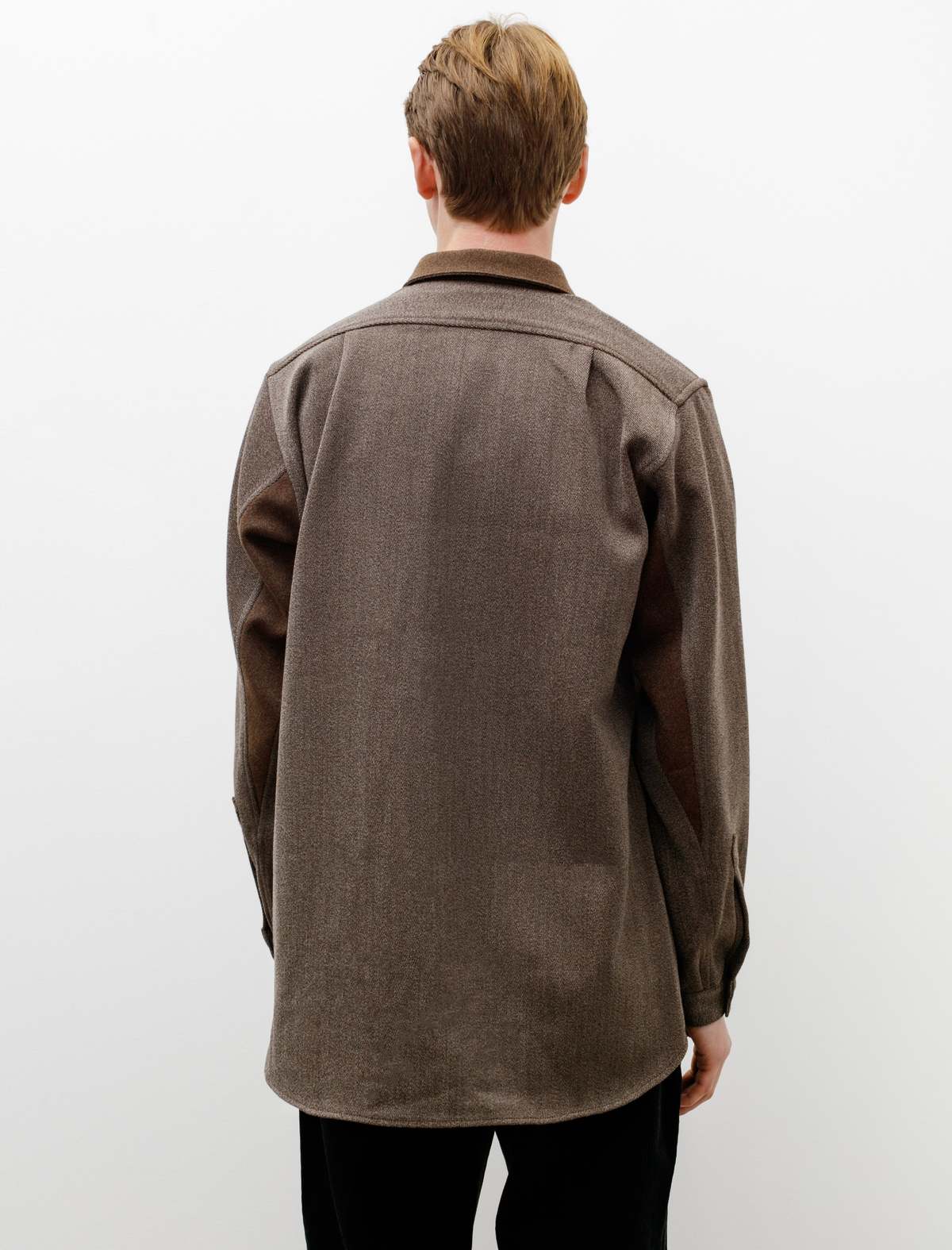 Frank Leder Wool Shirt - Brown Marle Sleeve | Garmentory