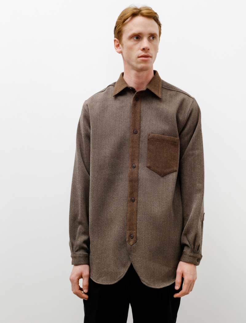 Frank Leder Wool Shirt - Brown Marle Sleeve | Garmentory