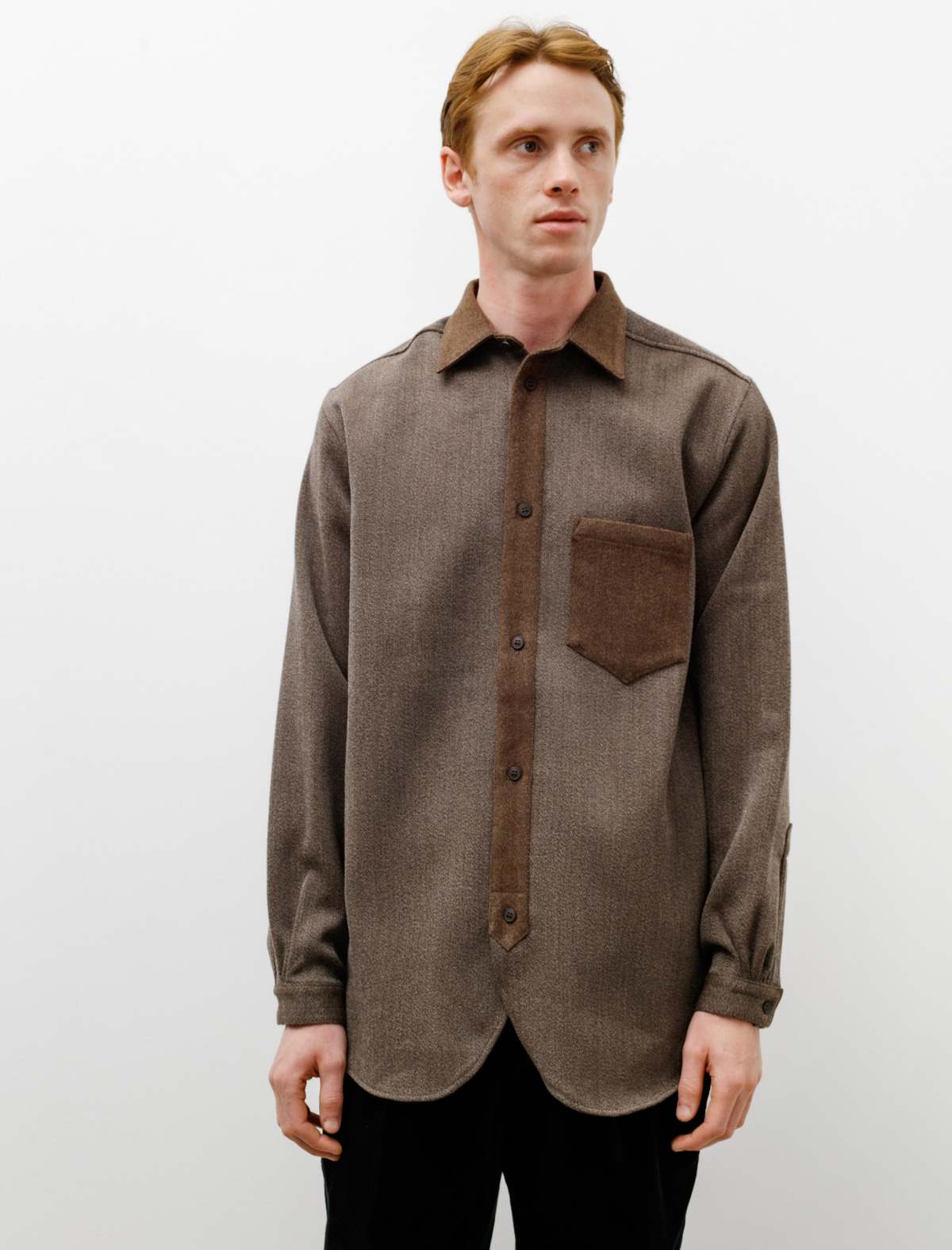 Frank Leder Wool Shirt - Brown Marle Sleeve | Garmentory