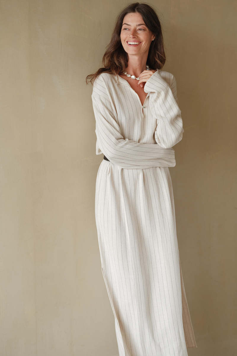 donni Pinstripe Tunic Dress - Dune