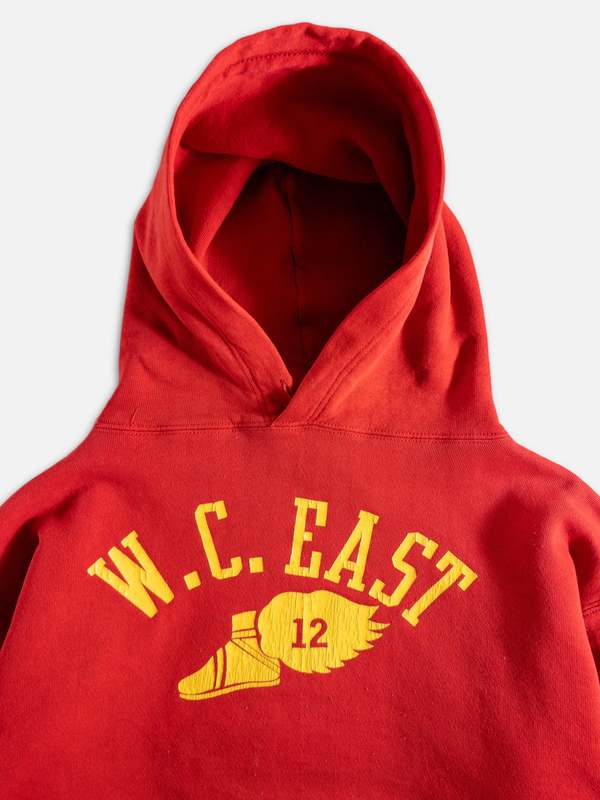 Double Face W.C. East Red /Gray Russell Hoodie - 1980's | Garmentory