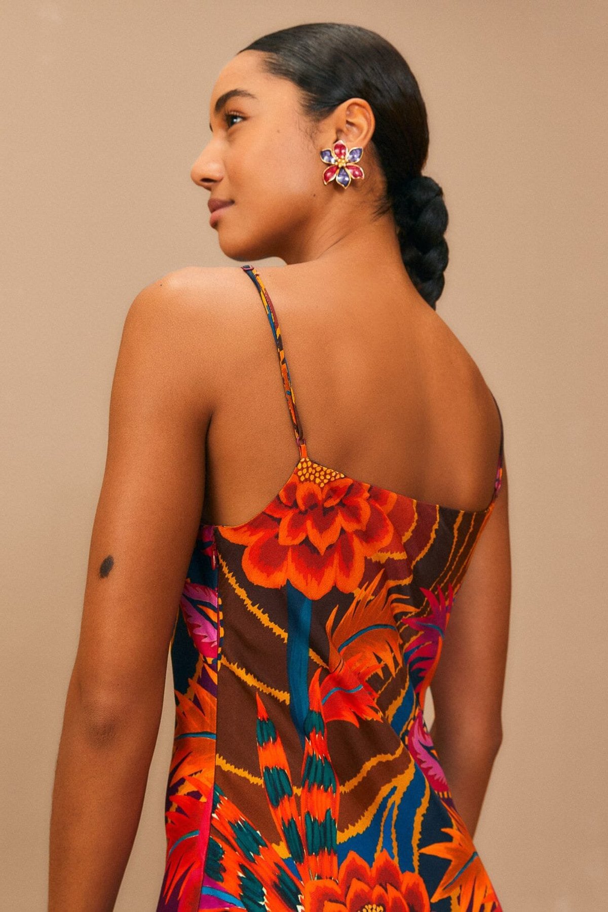 chinese dress ladies Farm Rio Women's Floral Insects V-Neckline Sleeveless Maxi Dress
