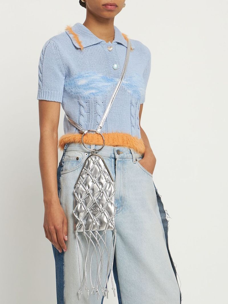 Ganni Occasion Braided Bangle Top Handle Bag - Silver | Garmentory