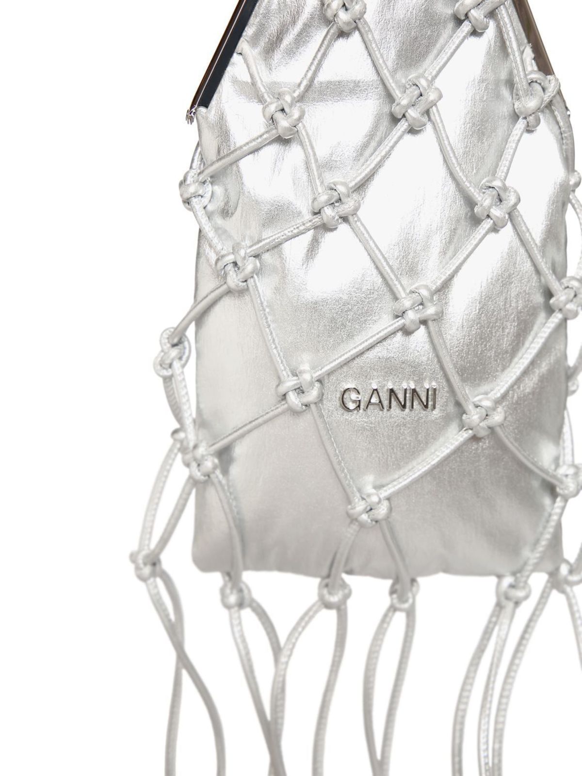 Ganni Occasion Braided Bangle Top Handle Bag - Silver | Garmentory