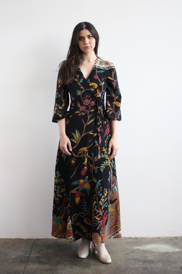 knee length dresses for ladies Tree of Life Maxi Dress (Mocha) – Lemon Lane Vintage main image 1