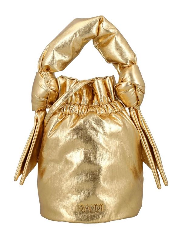 Ganni Gold Occasion Top Handle Knot Bag - GOLD | Garmentory