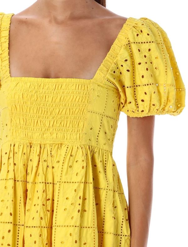 knee length dresses for ladies Ganni Broderie Anglaise Denim Mini Dress main image 1