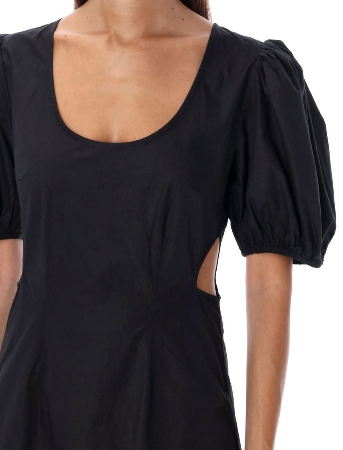 Ganni Poplin Cutout Dress Black Garmentory