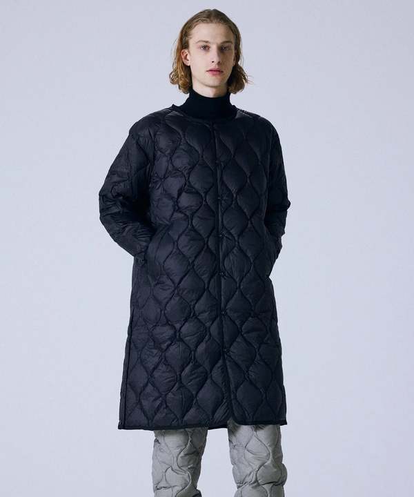 Taion Soft Shell Military Oversized Crew Neck Down Coat - Dark