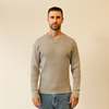 Homespun Knitwear Bulky Waffle Crew Thermal - Grey Melange - Thumbnail 1