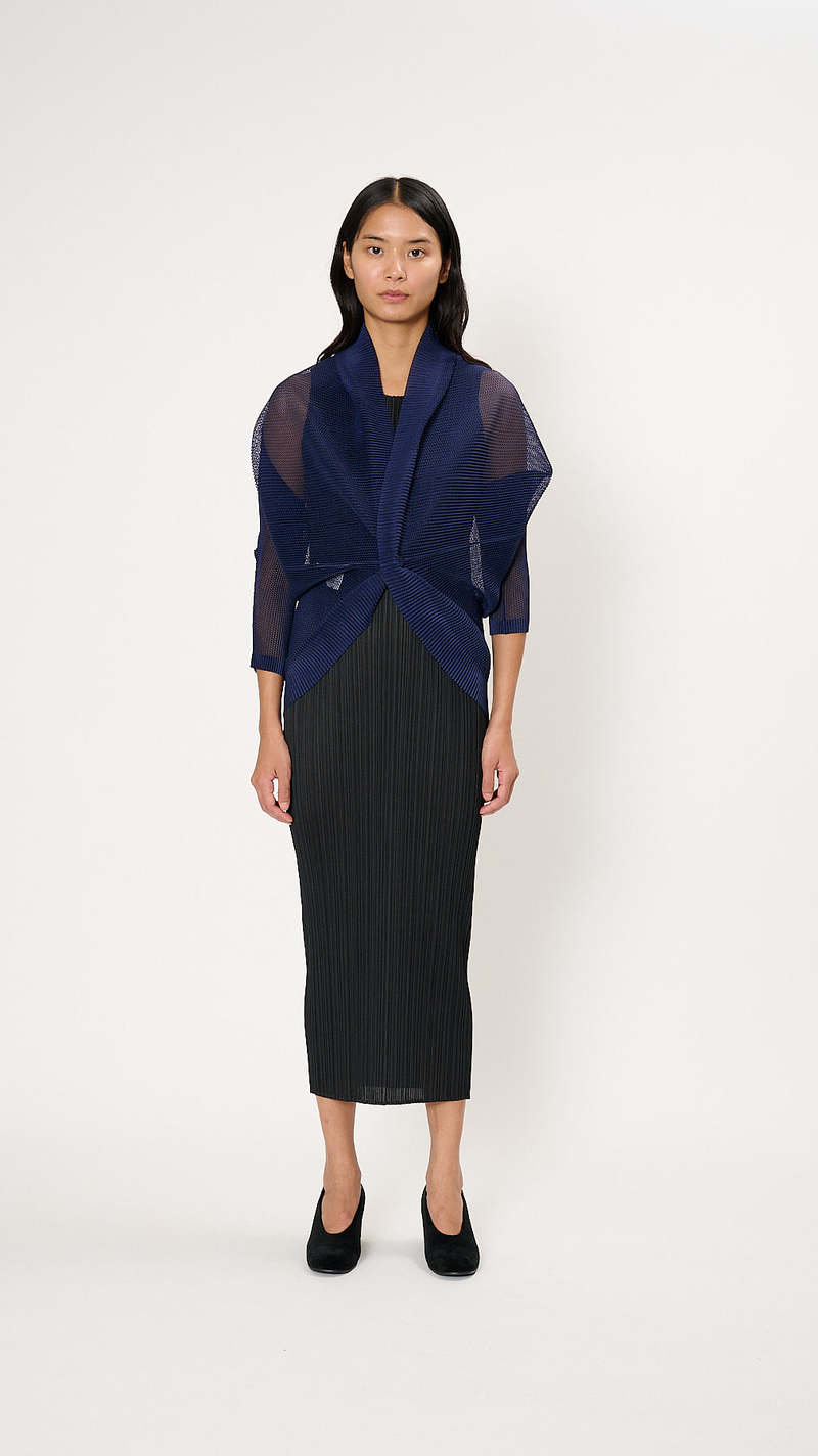 Pleats Please by Issey Miyake Tatami August Cardigan - Dark Navy