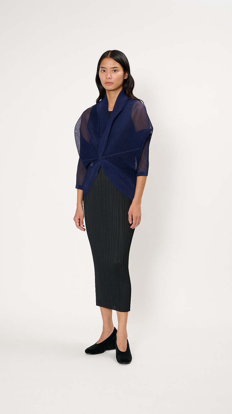 Pleats Please by Issey Miyake Tatami August Cardigan - Dark Navy