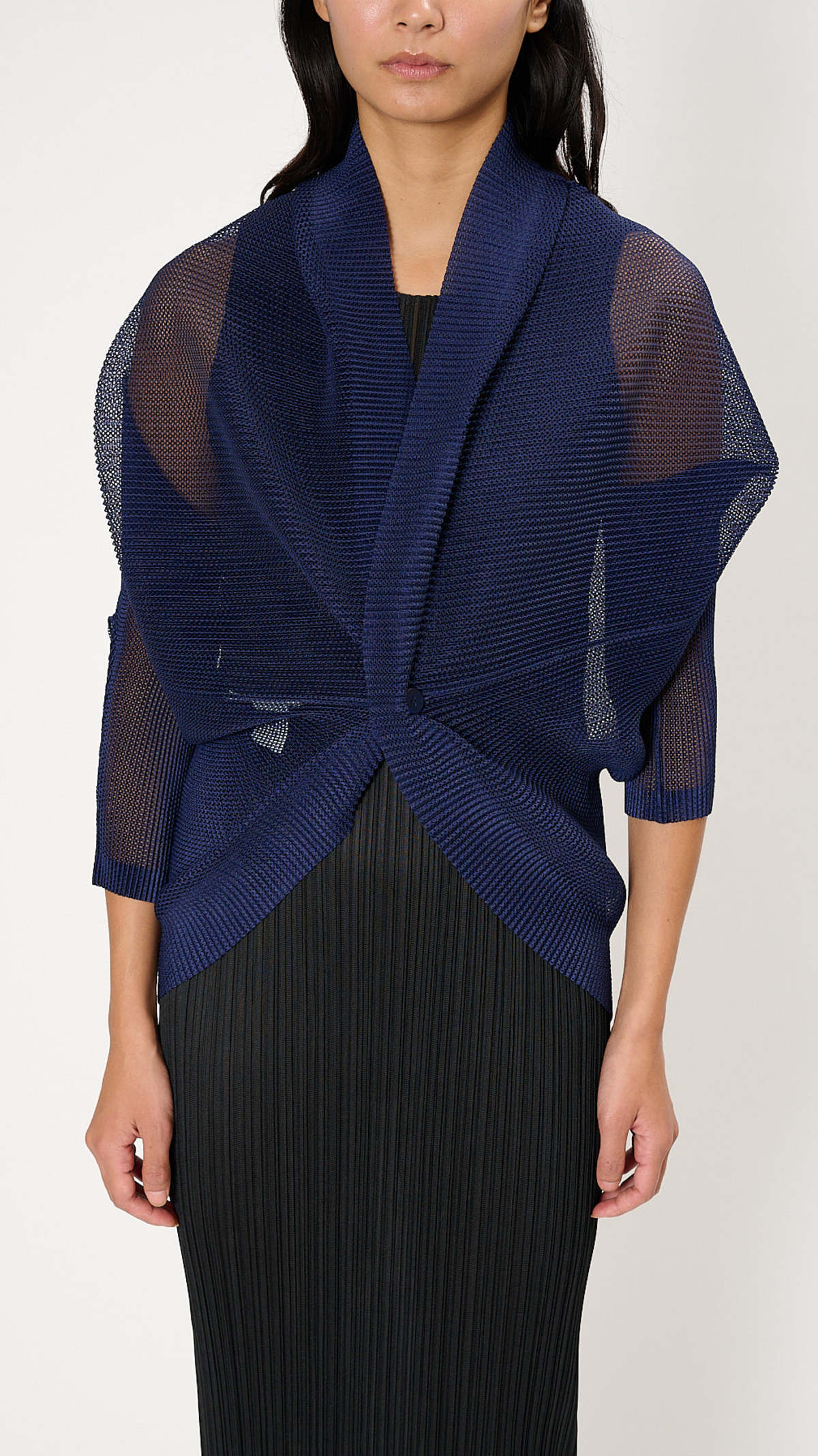 Pleats Please by Issey Miyake Tatami August Cardigan - Dark Navy
