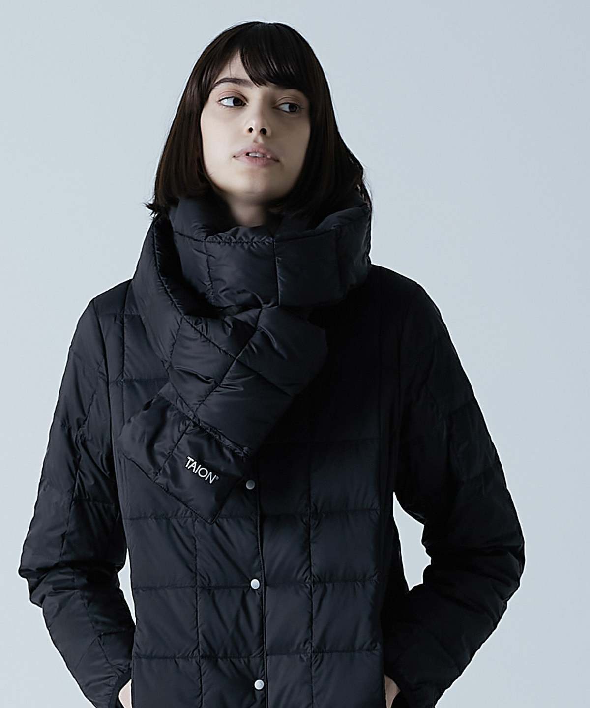 TAION Basic Down Long Scarf - Olive - Image 2 of 6