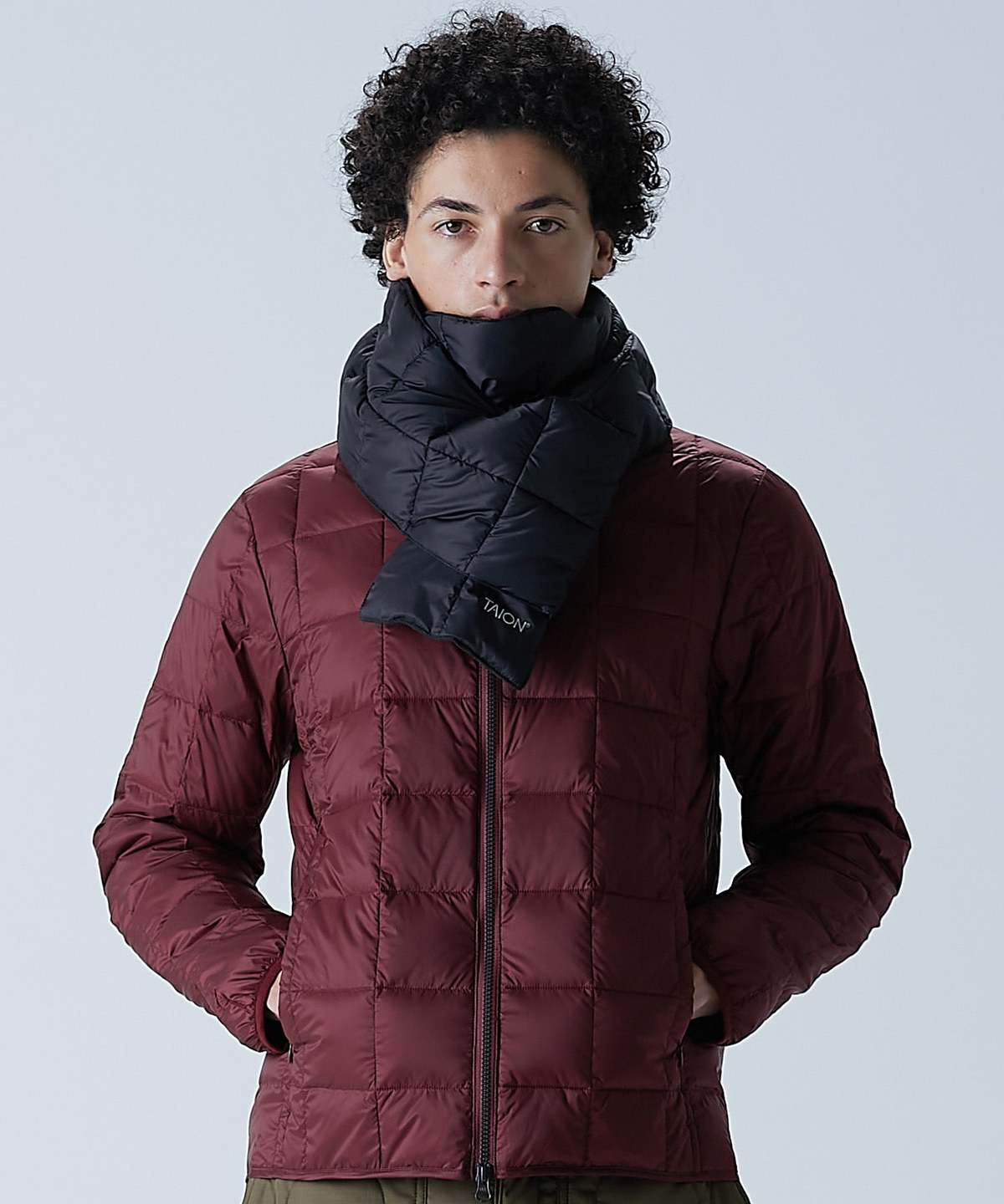 TAION Basic Down Long Scarf - Olive - Image 3 of 6