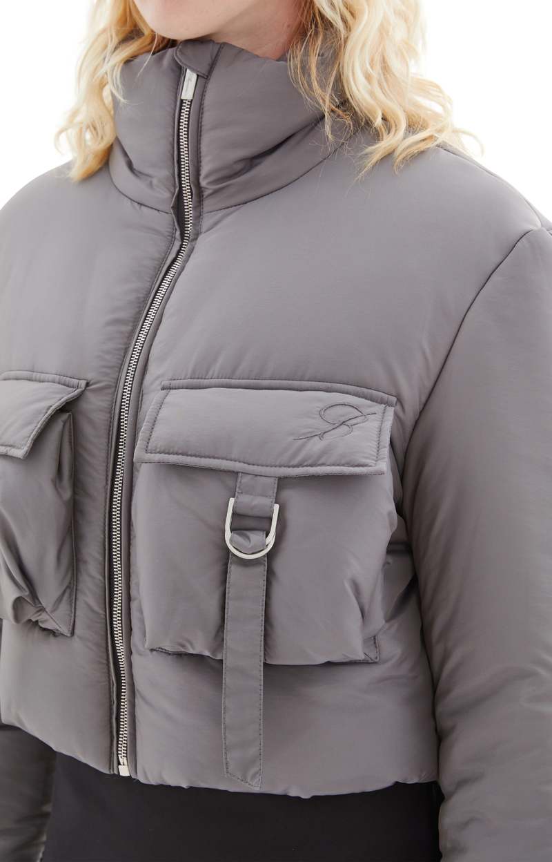 ジャケット BLUMARINE Woman Jacket Grey 2M602A N0979 Blumarine Cropped Puffer Jacket - Grey | Garmentory