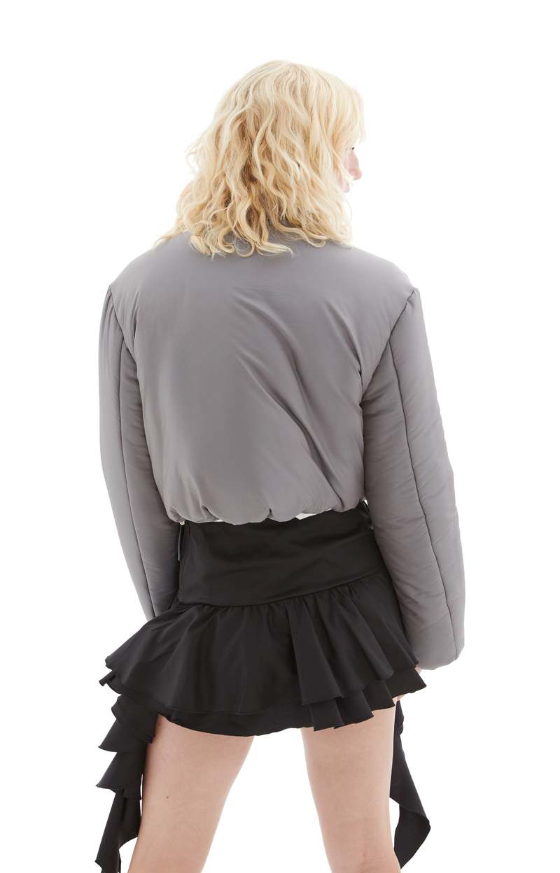 Blumarine Cropped Puffer Jacket - Grey | Garmentory