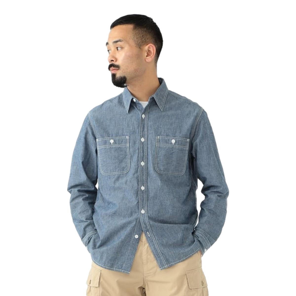Beams Plus Chambray Work Shirt - Blue | Garmentory