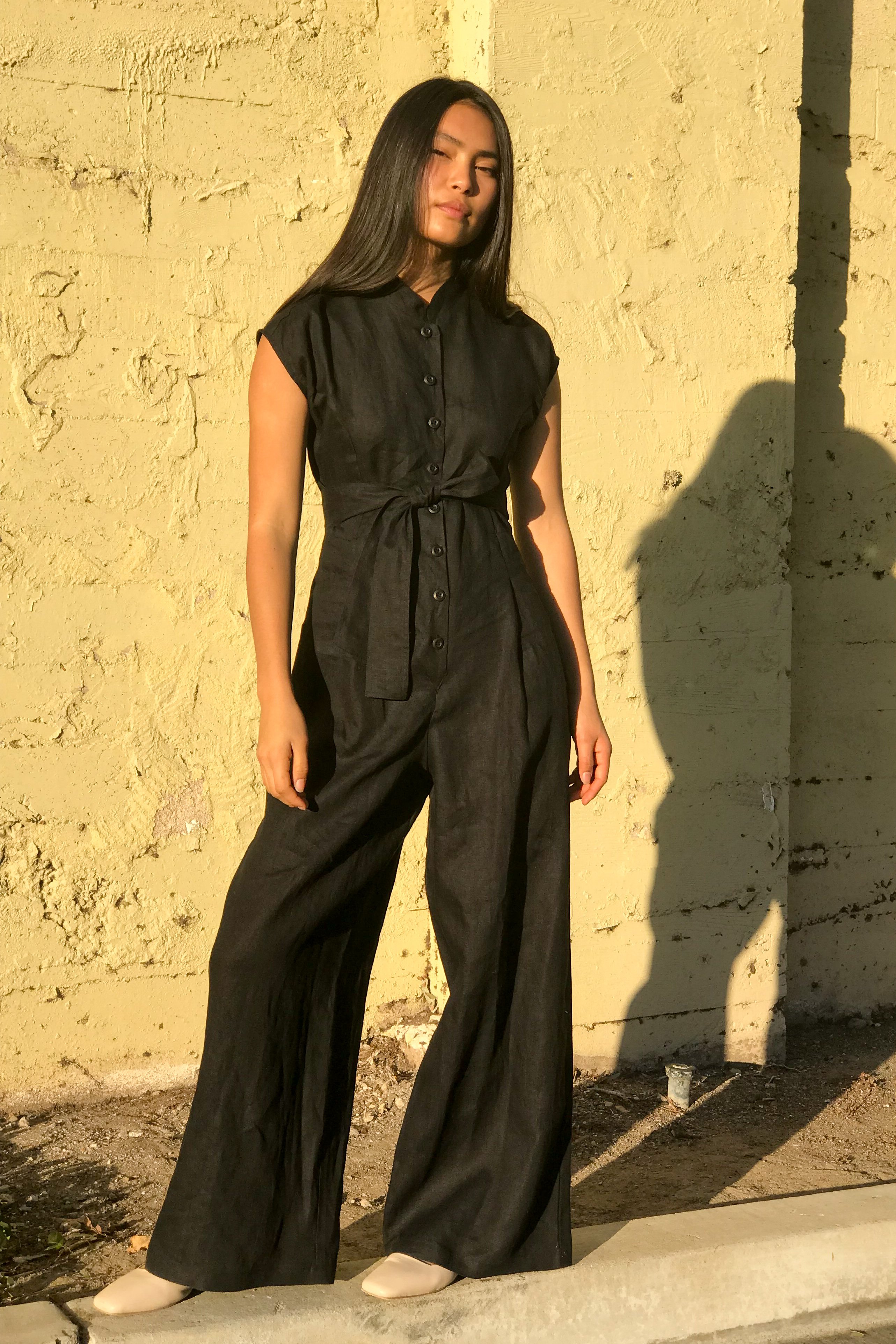 OR Mandarin Collar Jumpsuit In Black Garmentory