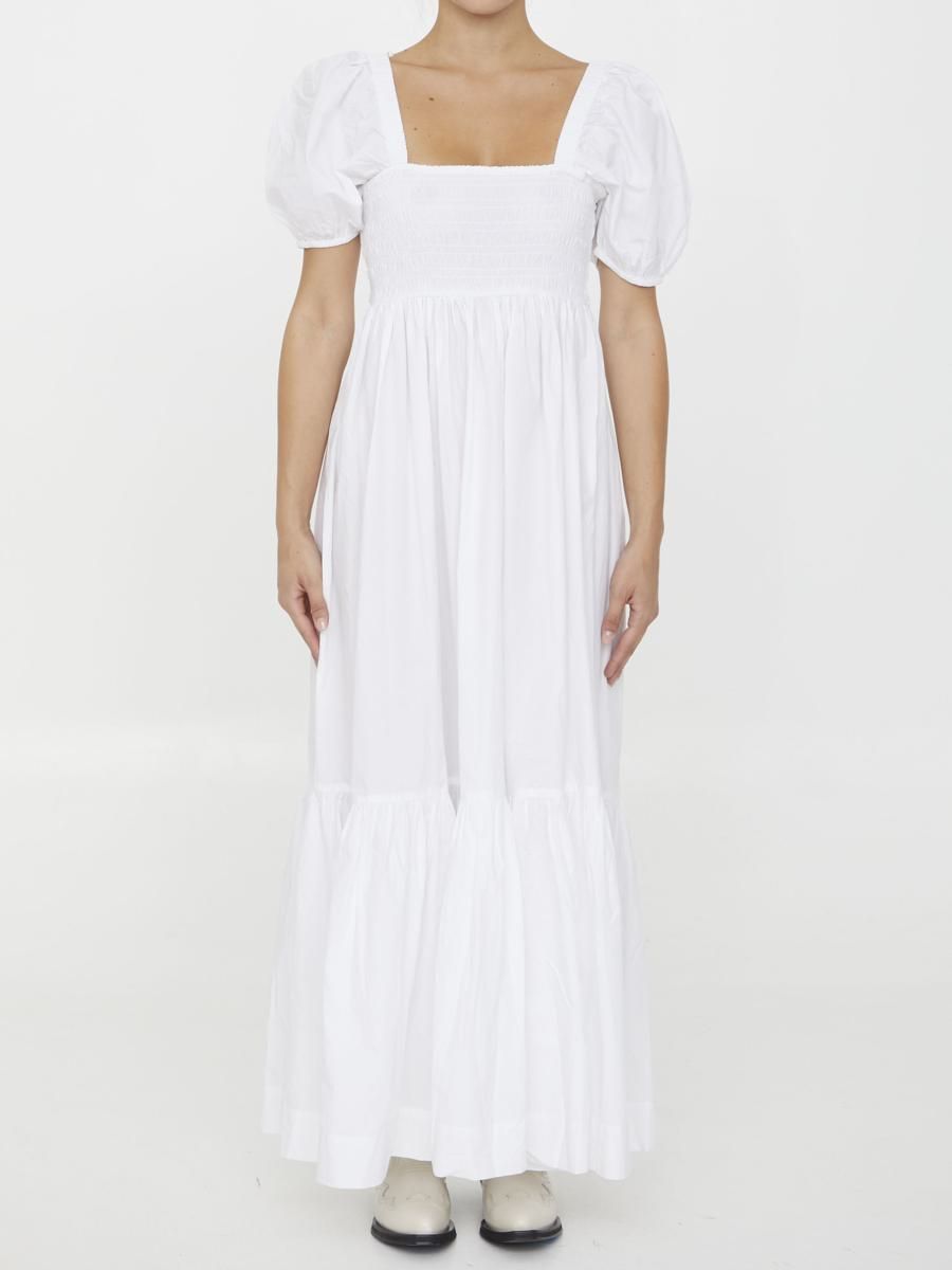 GANNI　Cotton Poplin Maxi Dress GANNI White Cotton Poplin Smock Maxi Dress | Jules B